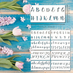 Calligraphy Number Letter Stencil Cursive Alphabet Cake Stencil