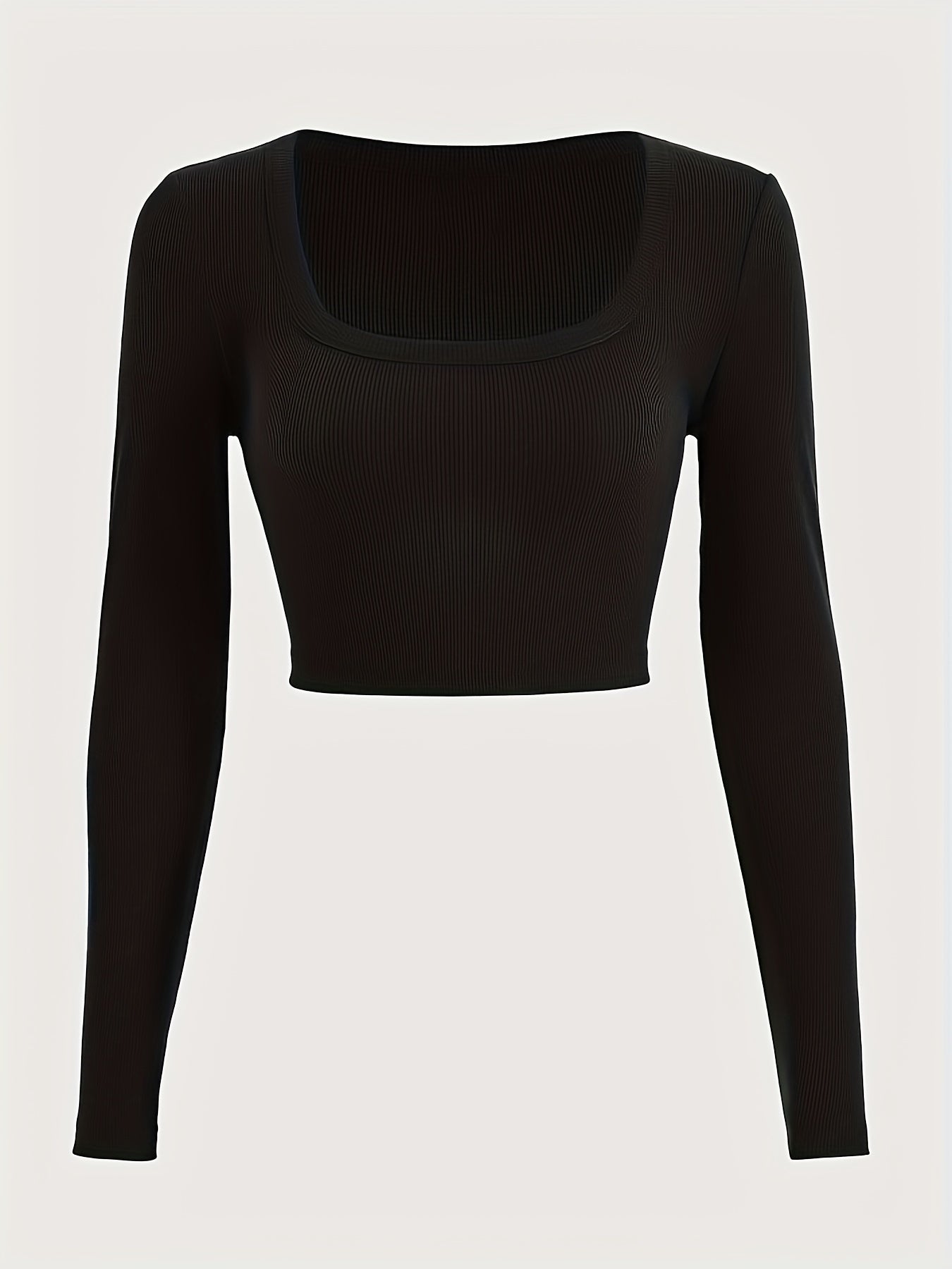 Solid Ribbed Lounge Tops Long Sleeve Crew Neck Top Women's Loungewear