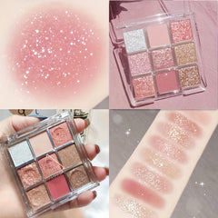 9-Color Eyeshadow Palette with Eyeliner and Brush Set