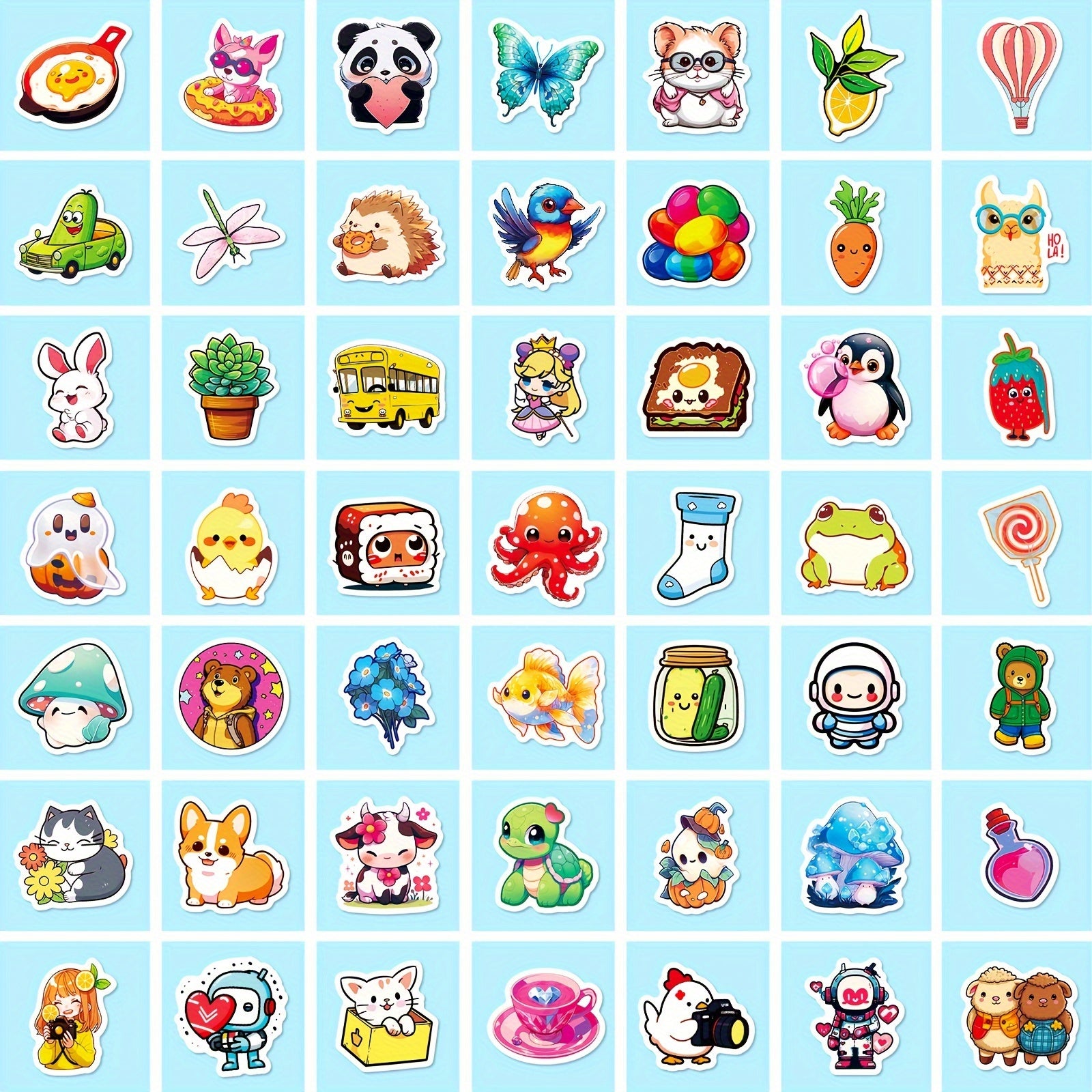 300pcs Small Fresh Stickers Mixed Cartoon Stickers for Water Bottle Phone