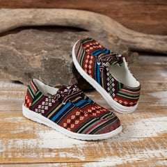 Women's Tribal Style Canvas Lace-Up Sneakers