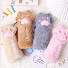 Adorable Cat Claw Pen Bag Plush Large Capacity Stationery for Students
