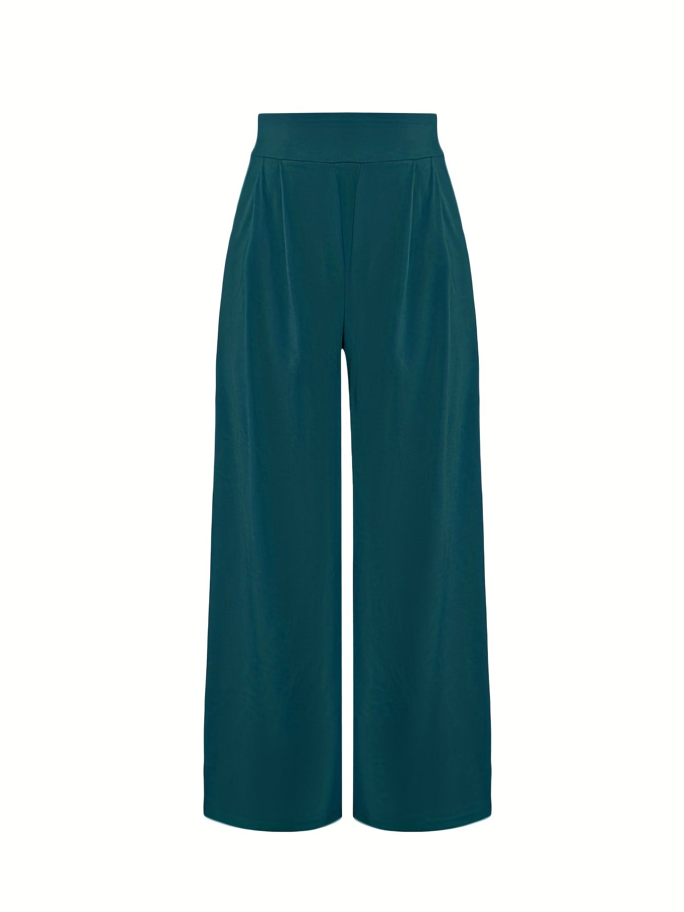 Solid Wide Leg Flare Pants High Waist Casual Pocket