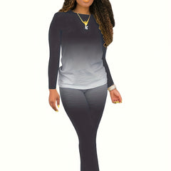 Ombre Print Long Sleeve Tee & Leggings Set