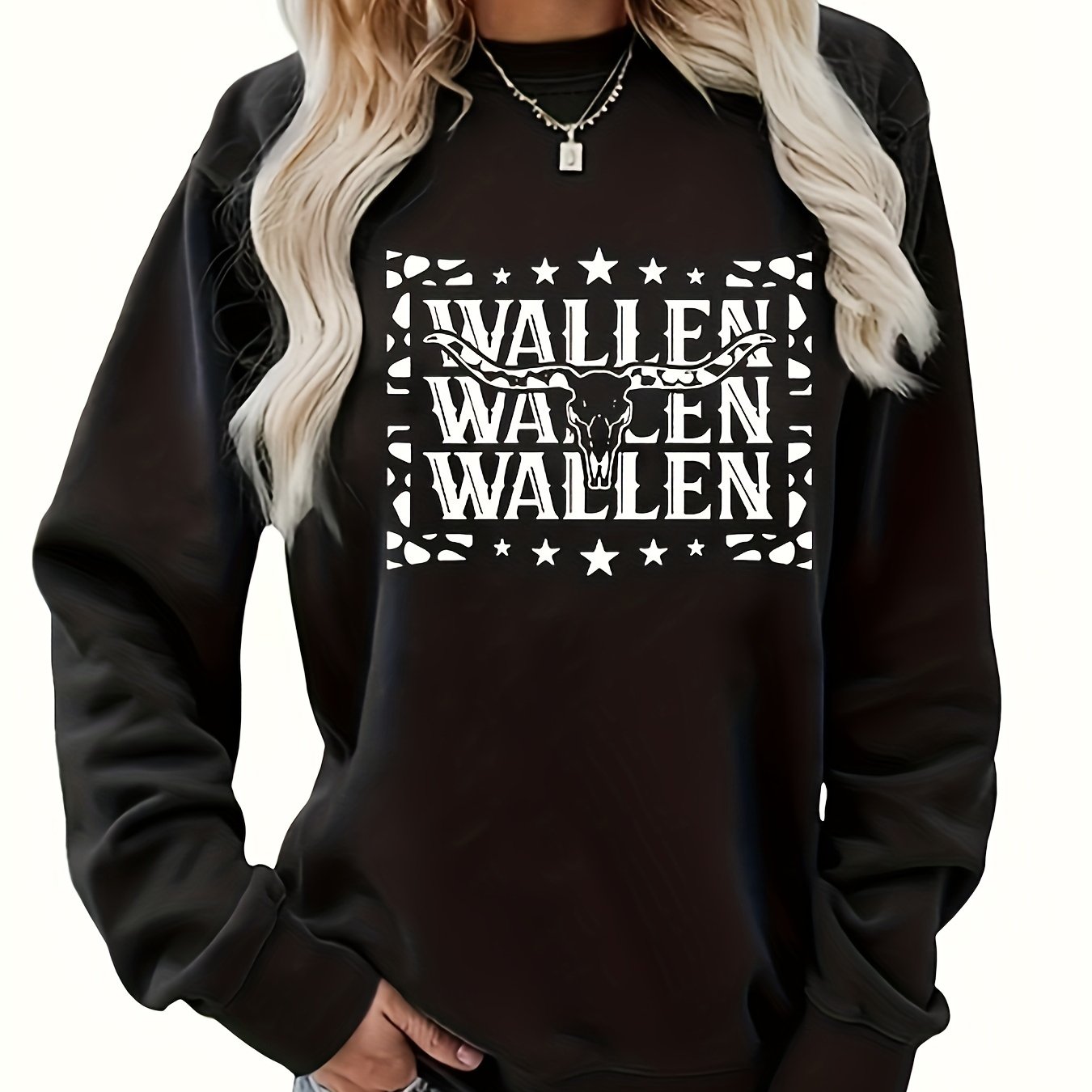 Bull Head Print Crew Neck Sweatshirt