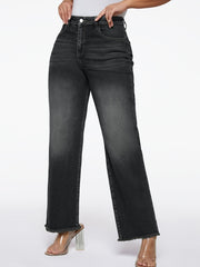 High Waist Straight Loose Boyfriend Jeans Water Ripple Embossed Crotch