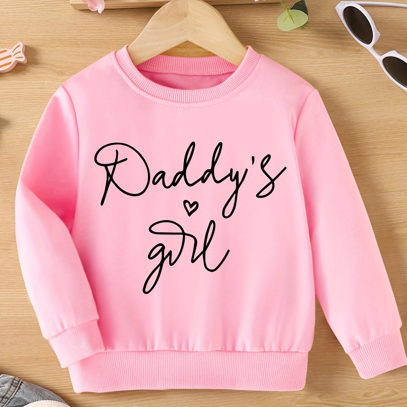 DADDY'S GIRL Letter Print Girls Casual Pullover Sweatshirt