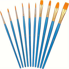 10pcs Basic Paint Brushes Set Acrylic Watercolor PBT Brushes 10 Sizes