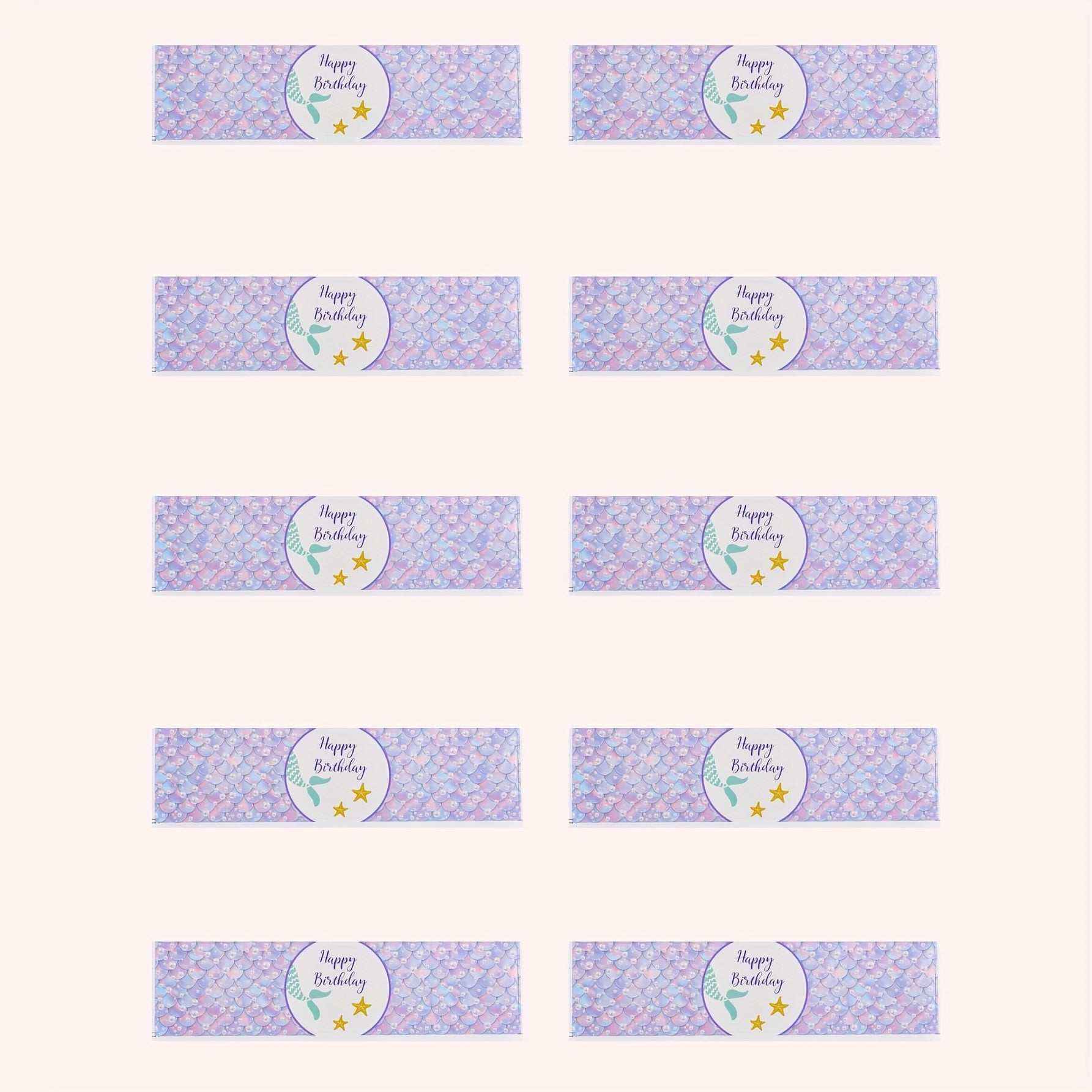 10pcs Mermaid Birthday Bottle Stickers
