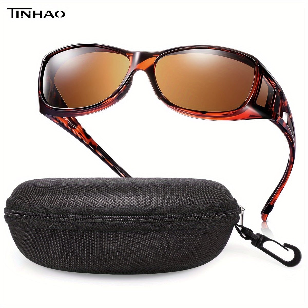 TINHAO Fit Over Glasses Polarized Sunglasses With Hard Shell Case