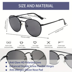 VIVIENFANG Round Polarized Aviator Sunglasses For Men UV Protection