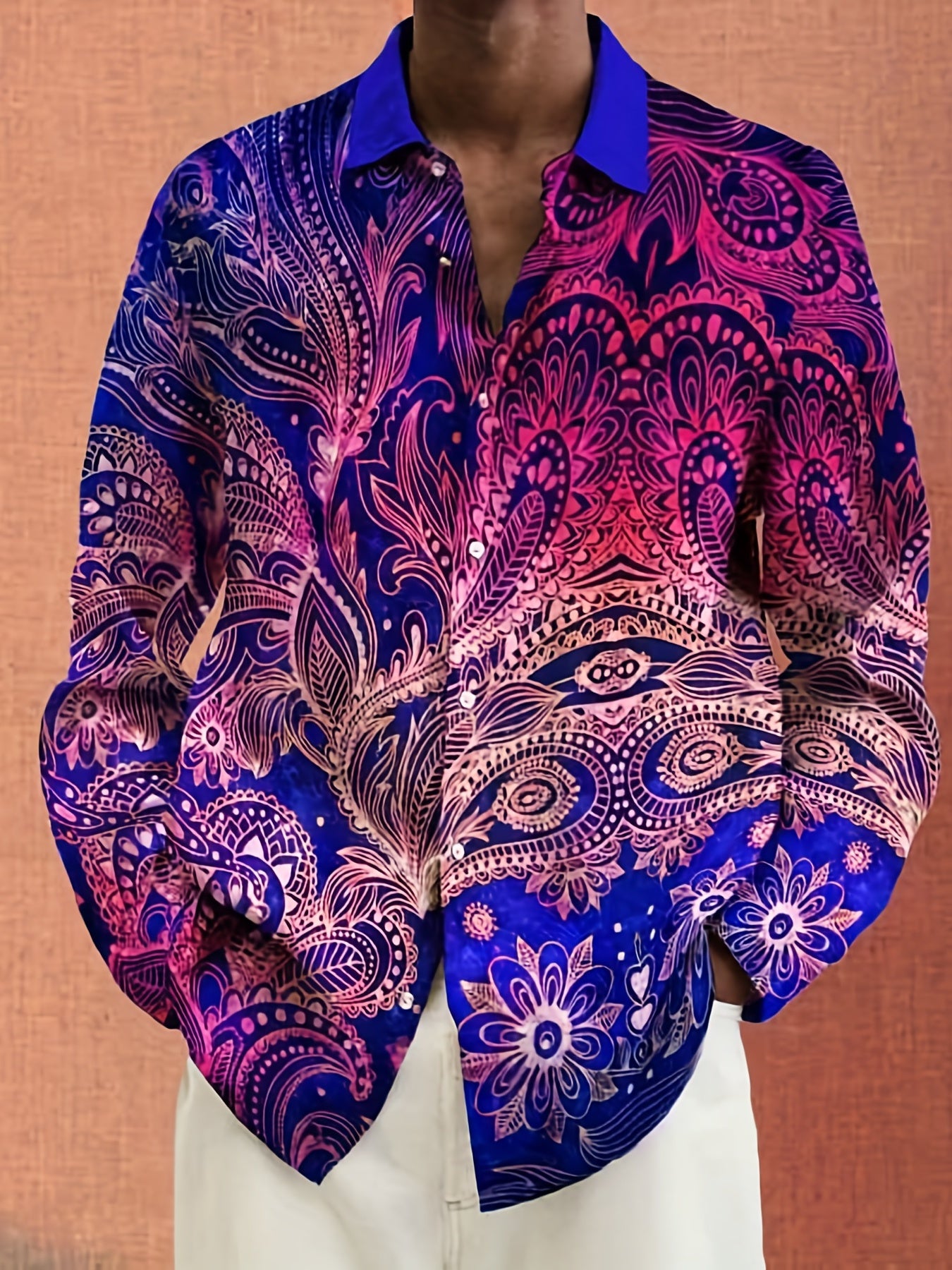 Floral Casual Button-Up Shirt for Men