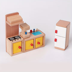 Wooden Bedroom Toys 7 Sets for Kids Pretend Play Home Bedroom