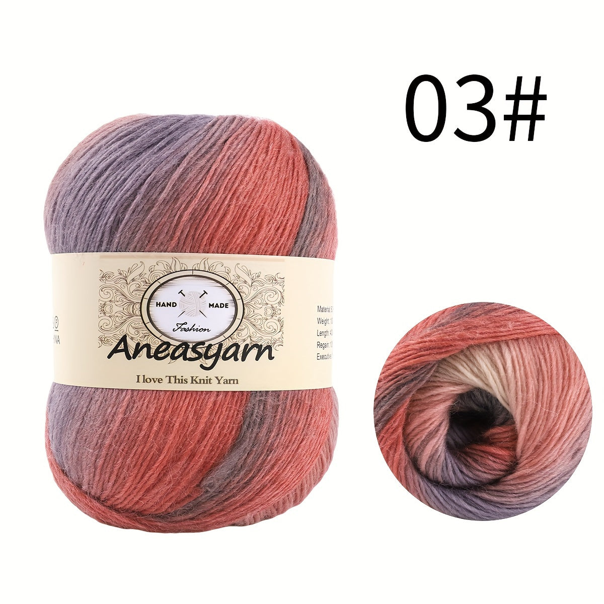 Wool Yarn Rainbow Line for Crochet Knitting 100g