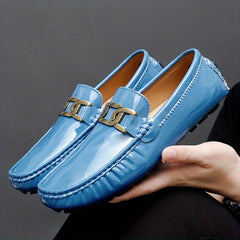 Men's Metallic Decor Loafer Shoes PU Leather Slip On Spring Summer