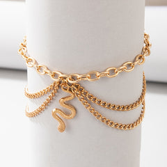 Layered Snake Pendant Ankle Bracelet Hollow Alloy Chain Anklet