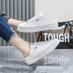 Women's Canvas Mule Sneakers Slip On Platform Shoes