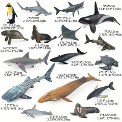 16pcs Mini Ocean Animal Figurines: Sharks, Whales & Manatee - Party Decoration