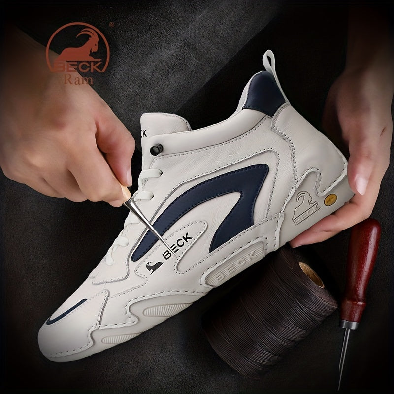 Men's Block Leather High Top Sneaker Waterproof Shoes