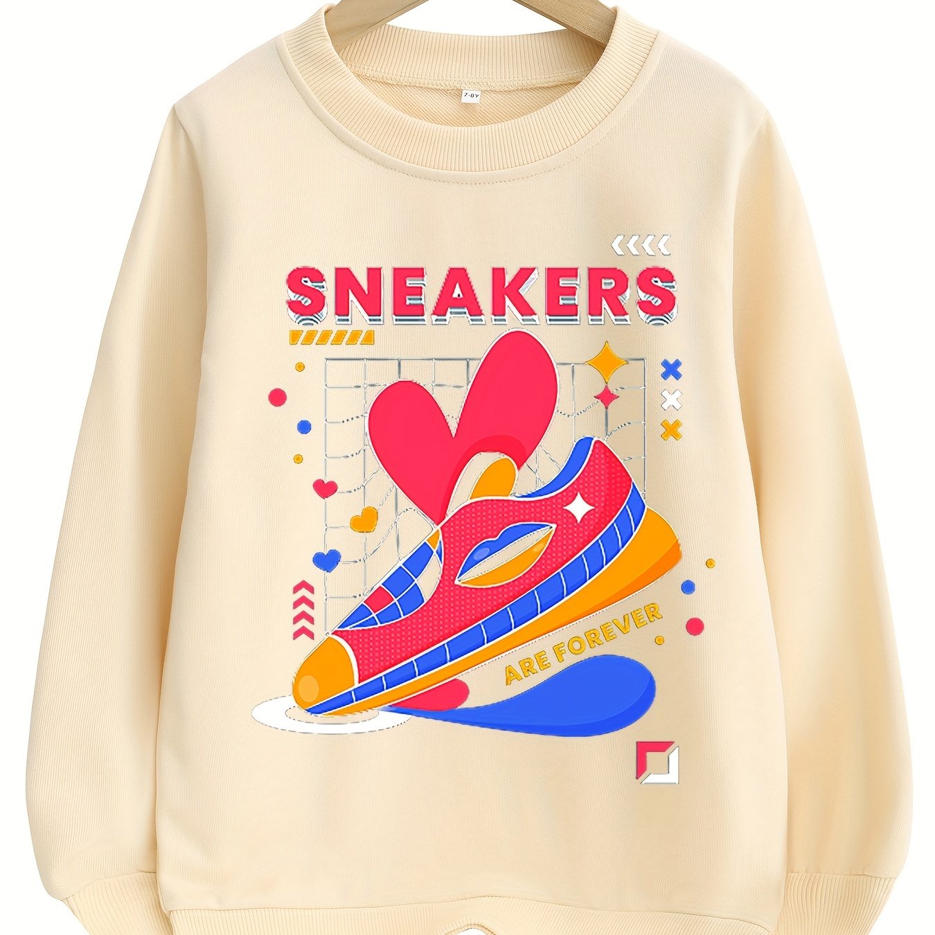 Girls Colorful Shoes Print Sweatshirt Pullover Top