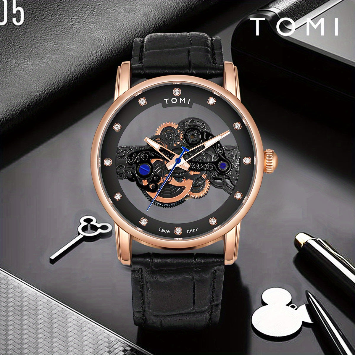 Teens Full Double-sided Hollow Mechanical Wrist Watch