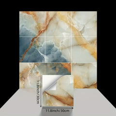 10pcs Colorful Marble Tile Sticker Peel And Stick Home Decoration