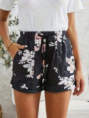 Women's Plus Floral Print Elastic Drawstring Shorts