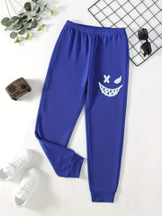 Funny Smiling Print Boys Active Sweatpants