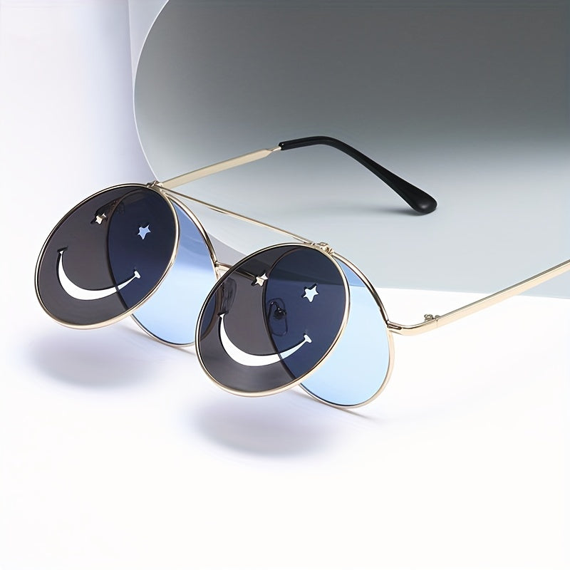 Retro Smile Face Sun Protection Sunglasses for Boys Girls Teens