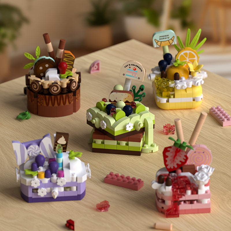 DIY Building Blocks Cake Set Strawberry Tea Party Playset