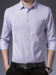 Men's Casual Long Sleeve Shirt with Chest Pocket