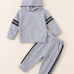 Boys Waffle Hoodie & Pants Set Casual Sports Outfit