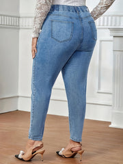 Elastic High Rise Stretch Jeans