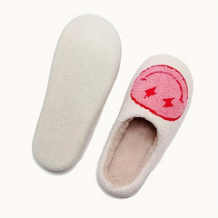 Soft Plush Cozy Smiling Face House Slippers Anti skid Slip on Shoes Indoor