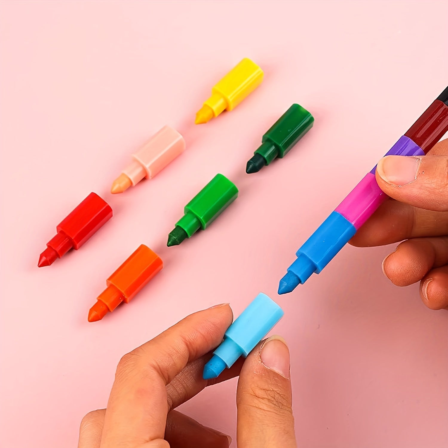 12pcs Stackable Multicolor Crayons Party Favors DIY Rainbow Pencils