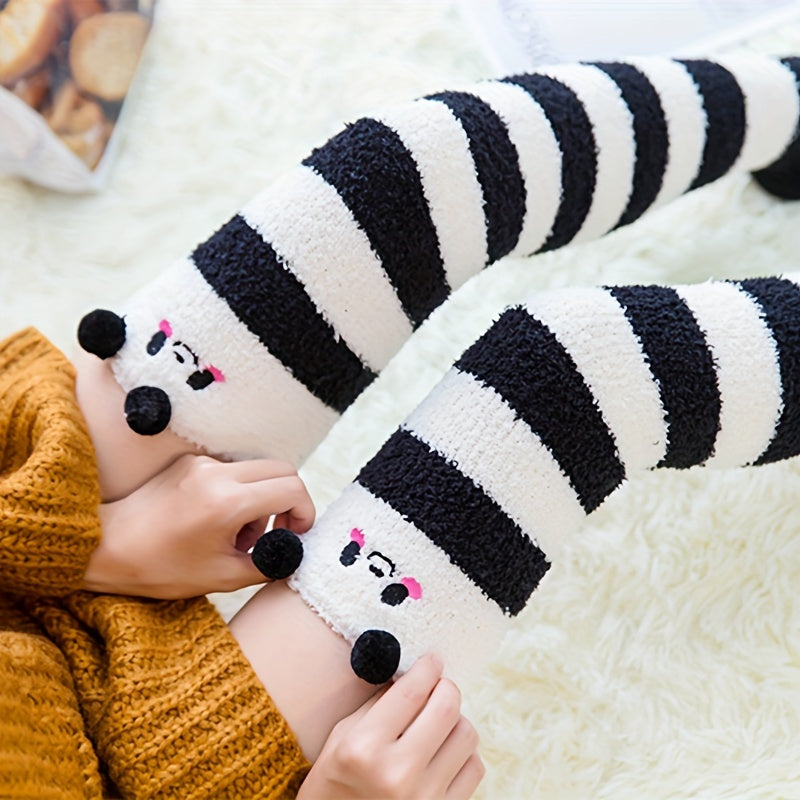 Christmas Fuzzy Thigh High Socks & Warm Over The Knee Socks