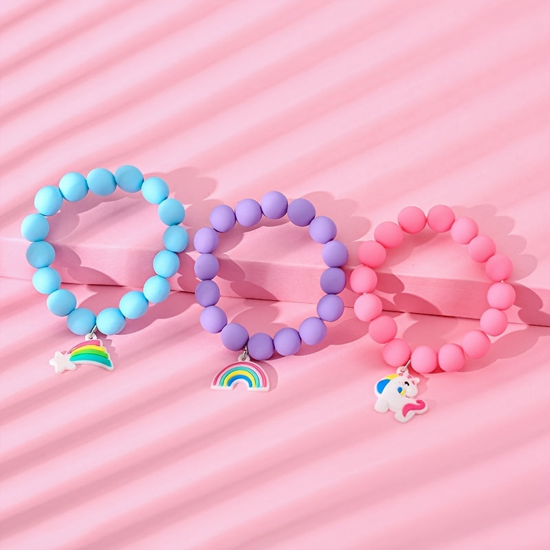 3pcs Unicorn Rainbow Bracelet Set Kids Accessories