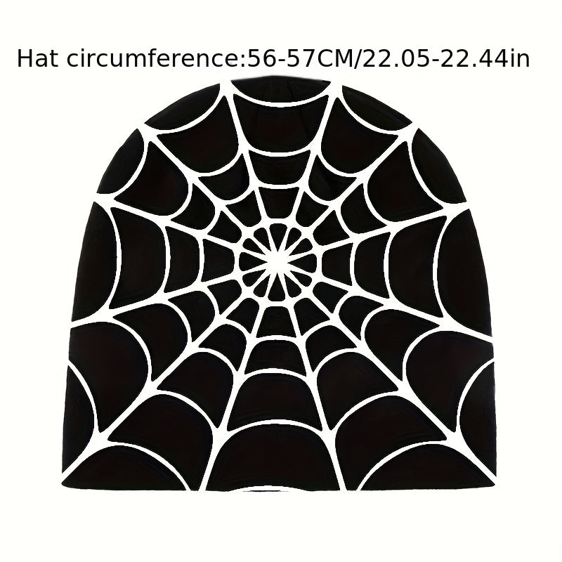 Y2K Spider Web Jacquard Beanie Gothic Skull Cap