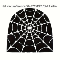 Y2K Spider Web Jacquard Beanie Gothic Skull Cap
