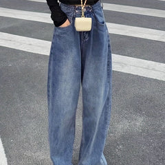 High Waist Straight Jeans Loose Fit Casual Baggy Jeans Women's Denim
