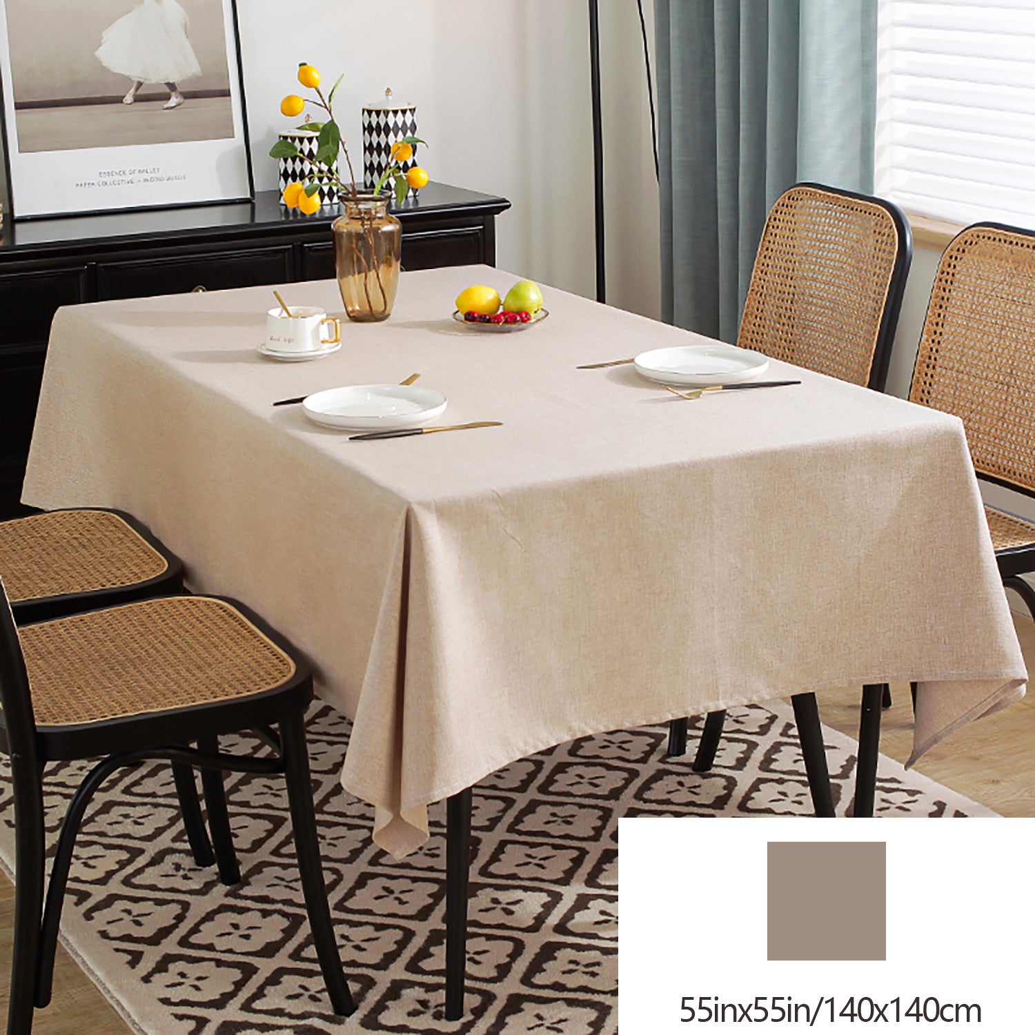 Polyester Tablecloth Cotton And Linen Solid Fabric Table Cover