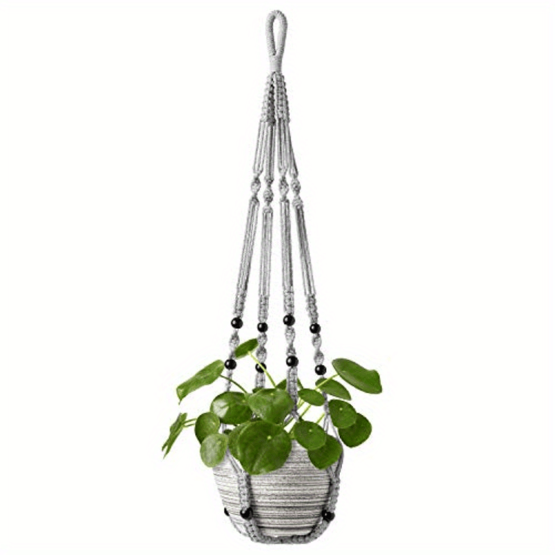 Macrame Plant Hanger Jute Hanging Planter with Wood Beads