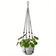 Macrame Plant Hanger Jute Hanging Planter with Wood Beads