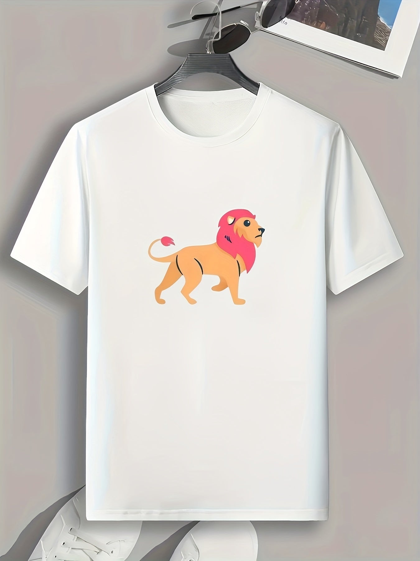 Lion Pattern Print Men's Sports T-shirt Summer Fitness Clothing