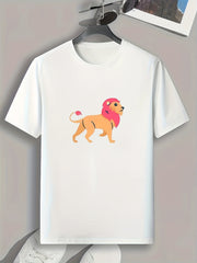 Lion Pattern Print Men's Sports T-shirt Summer Fitness Clothing
