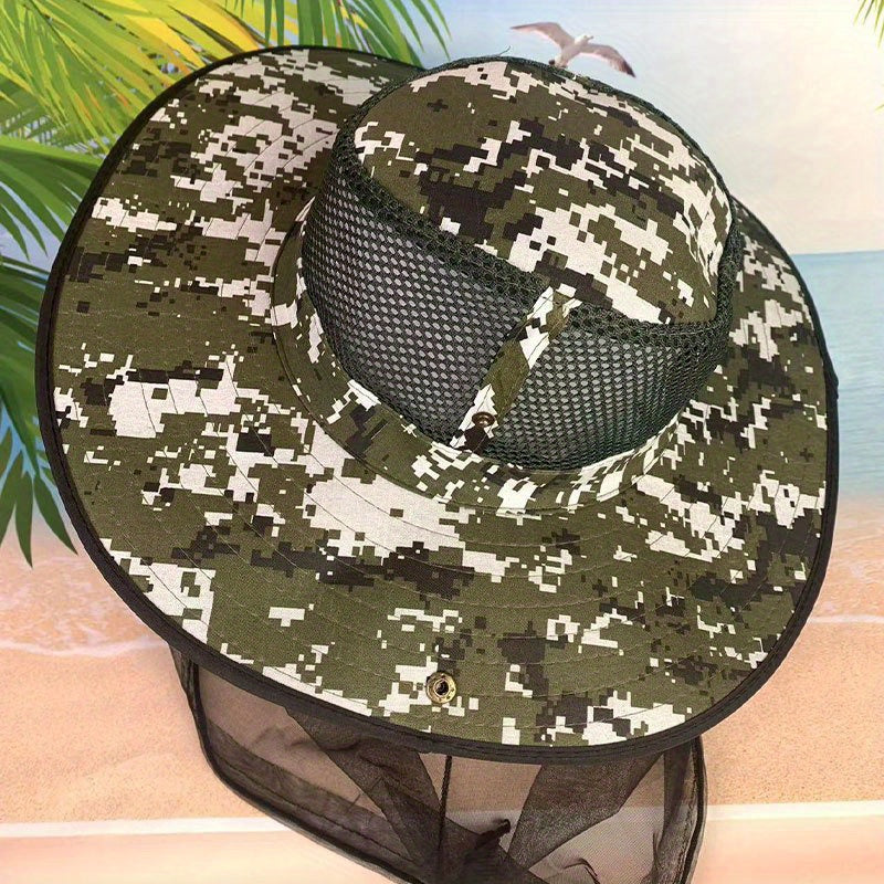 Camouflage Anti-mosquito Sunshade Fishing Hat for Men and Women