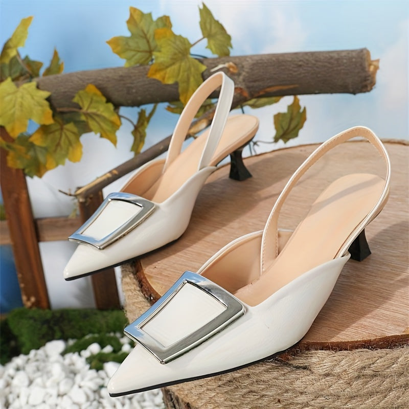 Pointed Toe Kitten Heels Slingback Sandals