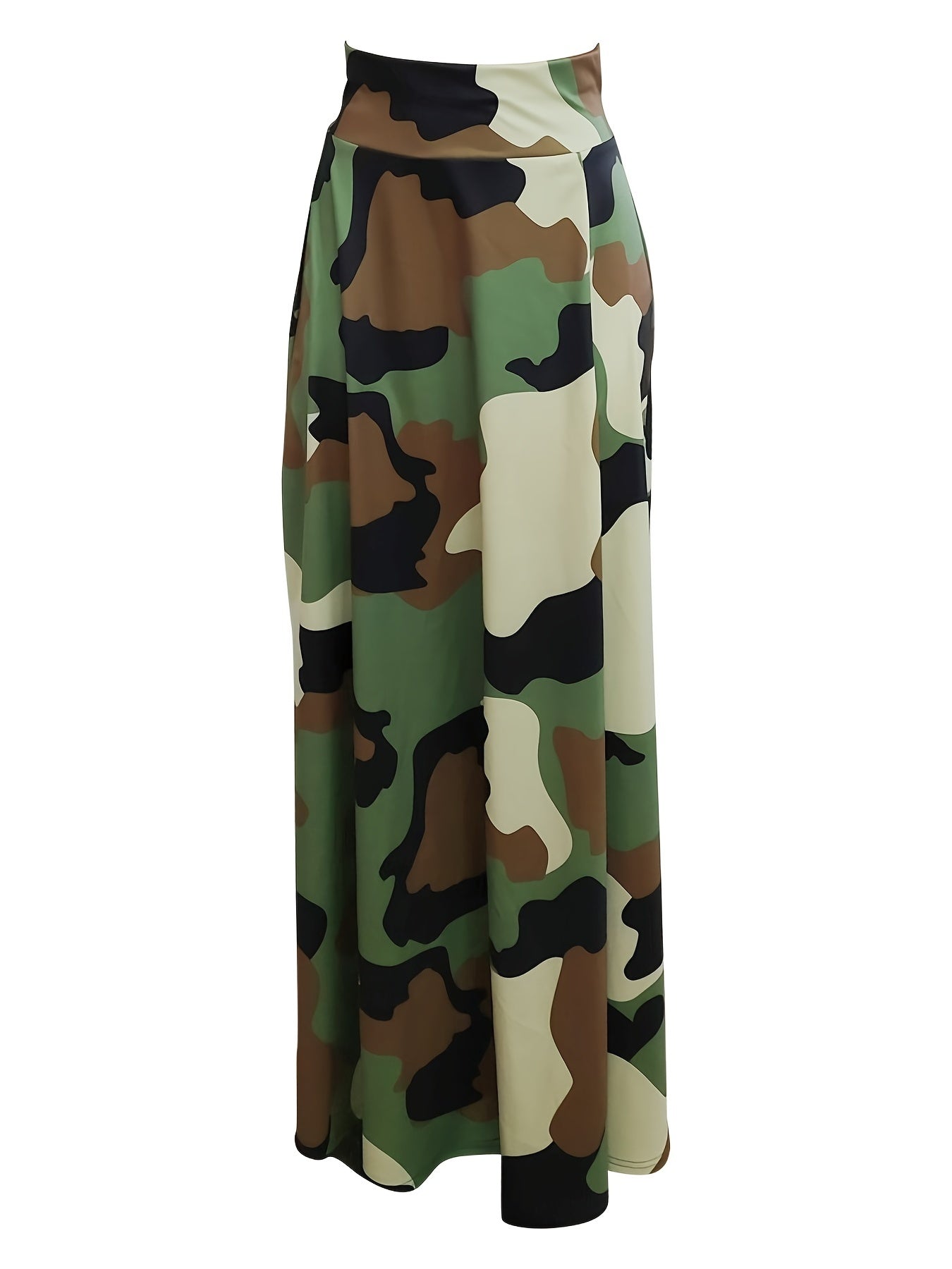 Camouflage Print Split Skirt High Waist Casual Skirt