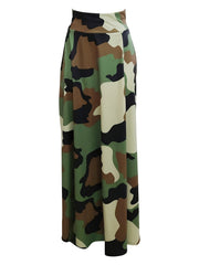 Camouflage Print Split Skirt High Waist Casual Skirt