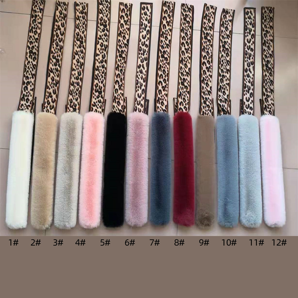 Leopard Scarf Ribbons Faux Fur Winter Wrap Collar Scarf